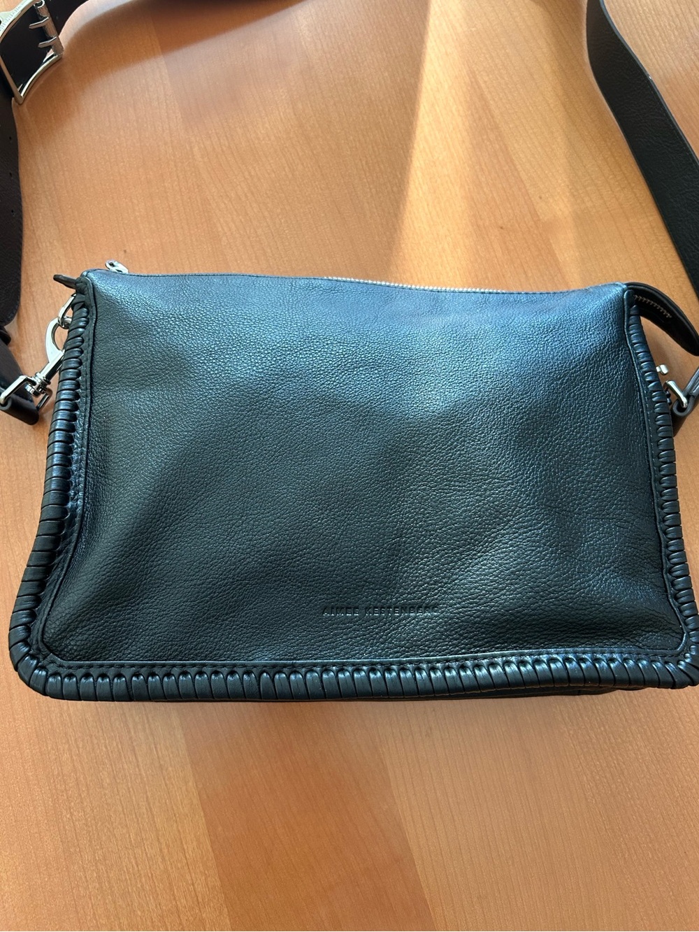 Aimee Kestenberg Large Black Leather Multi Compartment Crossbody - Picture 2 of 12